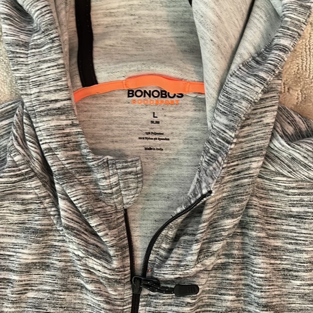 Bonobos full zip hoodie in Heather Grey Large, Slim fit